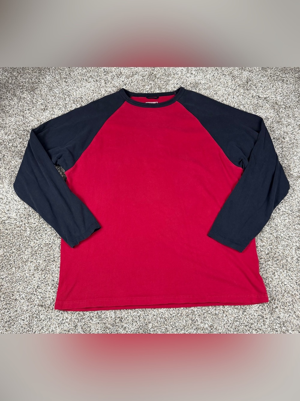 Sz XL Men’s Wrangler Jeans Co Raglan Long Sleeve Baseball Style Shirt Red Black